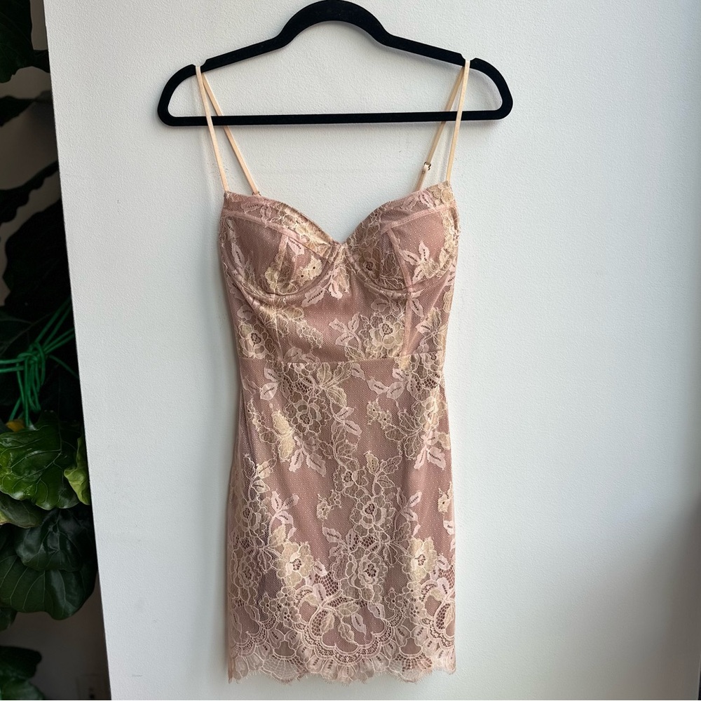For love and lemons pink lace mini dress